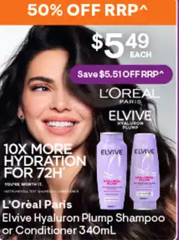 Discount Drug Stores Elvive Hyaluron Plump Shampoo or Conditioner offer