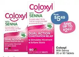 Pharmacy Best Buys Coloxyl with senna 30 or 90 tablets offer