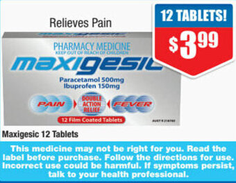 Maxigesic 12 Tablets