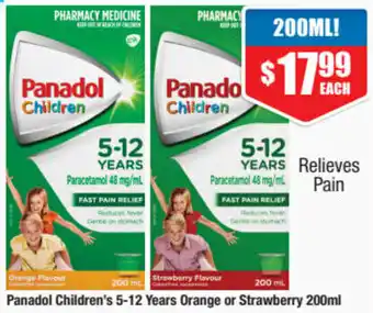 Panadol Children's 5-12 Years Orange Or Strawberry 200ml
