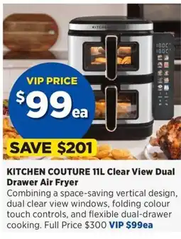 Spotlight Kitchen Couture 11L Clear View Dual Drawer Air Fryer offer
