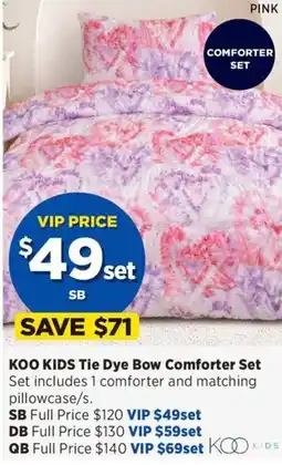 Spotlight KOO KIDS Tie Dye Bow Comforter Set offer