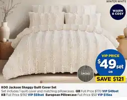 Spotlight KOO Jackson Shaggy Quilt Cover Set offer