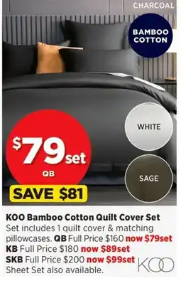 Spotlight KOO Bamboo Cotton Quilt Cover Set offer