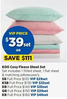 Spotlight KOO Cosy Fleece Sheet Set offer