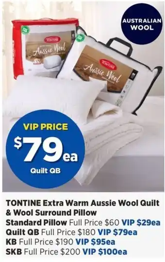TONTINE Extra Warm Aussie Wool Quilt & Wool Surround Pillow