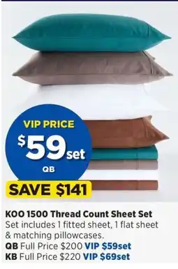 Spotlight KOO 1500 Thread Count Sheet Set offer
