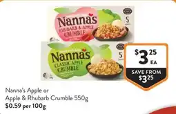 Foodworks Nanna's Apple or Apple & Rhubarb Crumble offer