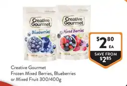 Foodworks Creative Gourmet Frozen Mixed Berries, Blueberries or Mixed Fruit offer