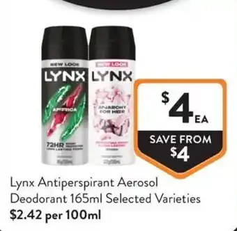 Foodworks Lynx Antiperspirant Aerosol Deodorant offer