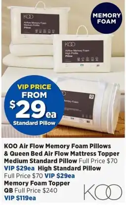 Spotlight KOO Air Flow Memory Foam Pillows offer