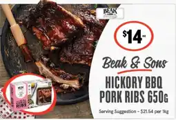 IGA Beak & Sons Hickory BBQ Pork Ribs offer
