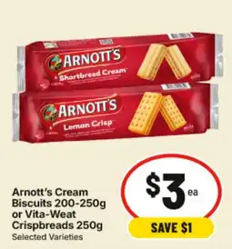 IGA Arnott's Cream Biscuits or Vita-Weat Crispbreads offer