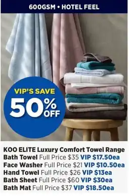 Spotlight KOO ELITE Luxury Comfort Towel Range offer