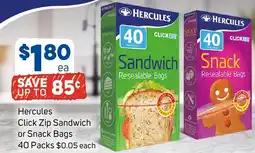 Foodland Hercules Click Zip Sandwich or Snack Bags offer