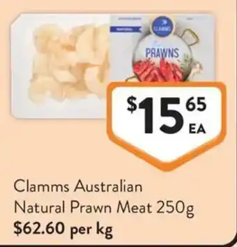 Foodworks Clamms Australian Natural Prawn Meat offer