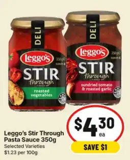 IGA Leggo's Stir Through Pasta Sauce Selected Varieties offer