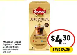 IGA Moccona Liquid Espresso Coffee Sachet offer