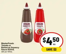 IGA MasterFoods Tomato or Barbecue Squeezzy Sauce offer