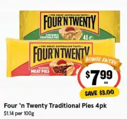 IGA Four 'n Twenty Traditional Pies offer