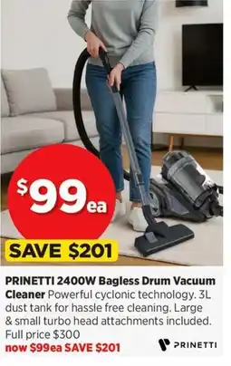 Spotlight Prinetti Bagless Drum Vacuum Cleaner offer