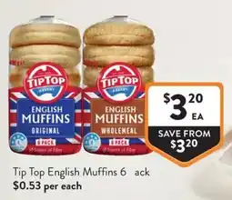 Foodworks Tip Top English Muffins offer
