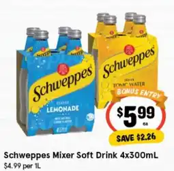 IGA Schweppes Mixer Soft Drink offer