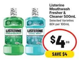 IGA Listerine Mouthwash Freshener & Cleaner offer