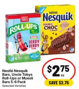 IGA Nestlé Nesquik Bars, Uncle Tobys Roll-Ups or Muesli Bars Selected Varieties offer