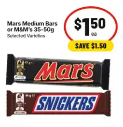 IGA Mars Medium Bars or M&M's Selected Varieties offer