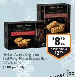 Foodworks Herbert Adams King Island Beef Party Pies or Sausage Rolls offer