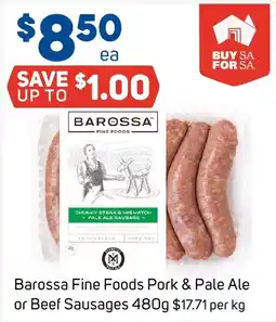 Foodland Barossa Fine Foods Pork & Pale Ale Sausages offer