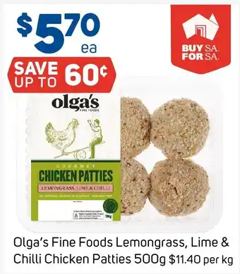 Foodland Olga's Fine Foods Chicken Patties offer