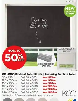 Spotlight Orlando Blockout Roller Blinds Featuring Graphite Roller offer
