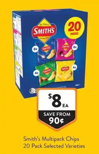 Foodworks Smith's Multipack Chips offer
