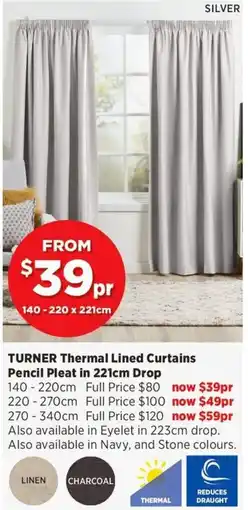 Spotlight TURNER Thermal Lined Curtains Pencil Pleat offer