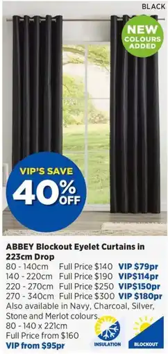 Spotlight ABBEEY Blockout Eyelet Curtains offer