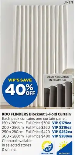 Spotlight Koo Flinders Blockout S-Fold Curtain offer