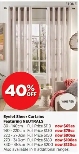 Spotlight Eyelet Sheer Curtains Featuring NEUTRALS offer