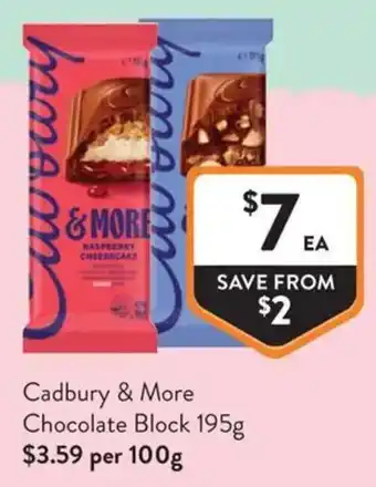 Foodworks Cadbury & More Chocolate Block offer