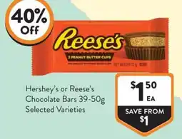 Foodworks Hershey's or Reese's Chocolate Bars offer