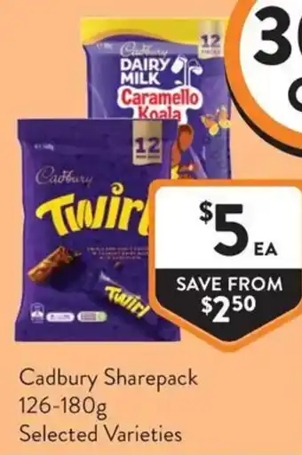 Foodworks Cadbury Sharepack Selected Varieties offer