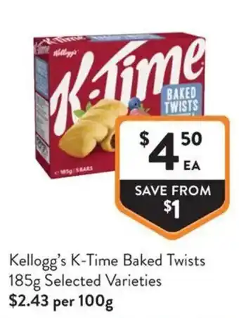 Foodworks Kellogg's K-Time Baked Twists offer