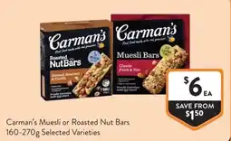 Foodworks Carman's Muesli or Roasted Nut Bars offer