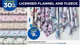 Spotlight Licensed Flannelette & Fleece offer