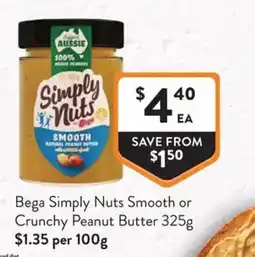 Foodworks Bega Simply Nuts Smooth Peanut Butter offer