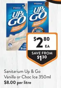Foodworks Sanitarium Up & Go Vanilla or Choc Ice offer