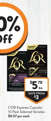 Foodworks L'OR Espresso Capsules offer
