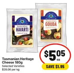 IGA Tasmanian Heritage Cheese Selected Varieties offer