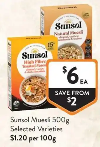 Foodworks Sunsol Muesli offer